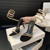 Sandals SummerSocialiteDiamond Thin Belt Snake Wrap Foot FashionHigh Heel Thin Heel Round Toe Open Toe Women's