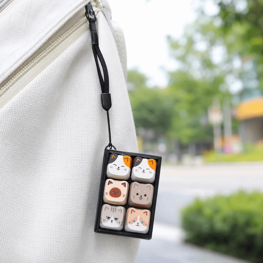 Cartoon Anti-stress Fidget Toy Cute Backpack Pendant Clicker Cat Keycap Keychain Bag Pendant