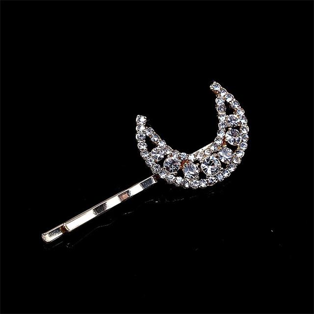 New Geometric Stars Moon Rhinestone Hair Clip Set Snowflake Star Bride Hairpins Women Side Clip Hair Barrettes Hair Accessories