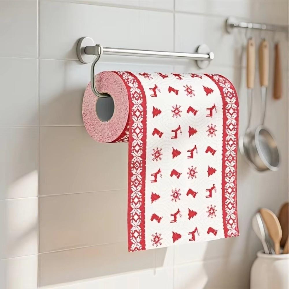 Disposable Christmas Kitchen Paper Thick Three-Layer Wet Dry Dual-Use Household Roll Paper Christmas Paper Towels