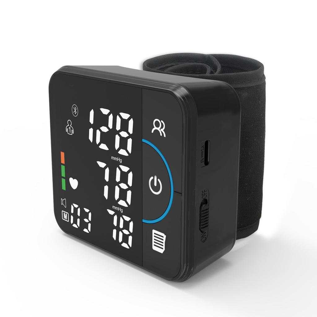Digital Blood Pressure Monitor Upper Arm Bluetooth App Voice Broadcast LED Display Rechargeable BP Machine for Adults Elderly
