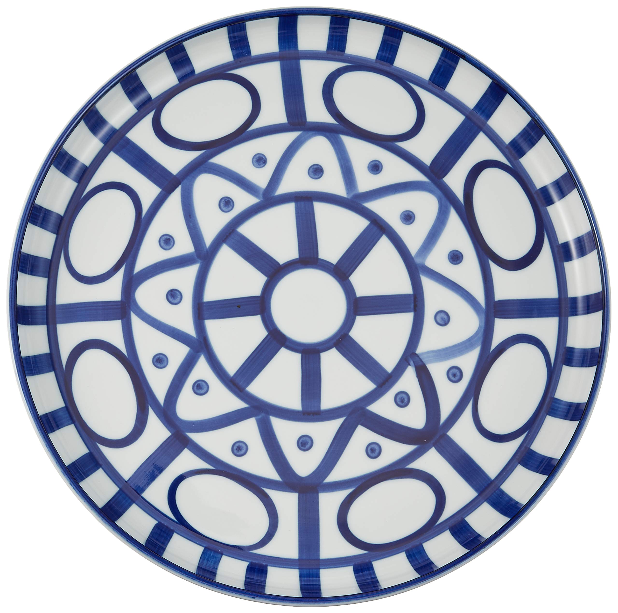 Dansk Arabesque Dinner Plate, 28cm Diameter, Dishwasher, Microwave, and Oven Safe, Cobalt Blue, Scandinavian Modern Ceramic, Reflecting the Spirit of
