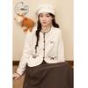 ZIHAN Women's Contrast Trim Embroidered Bow Cardigan