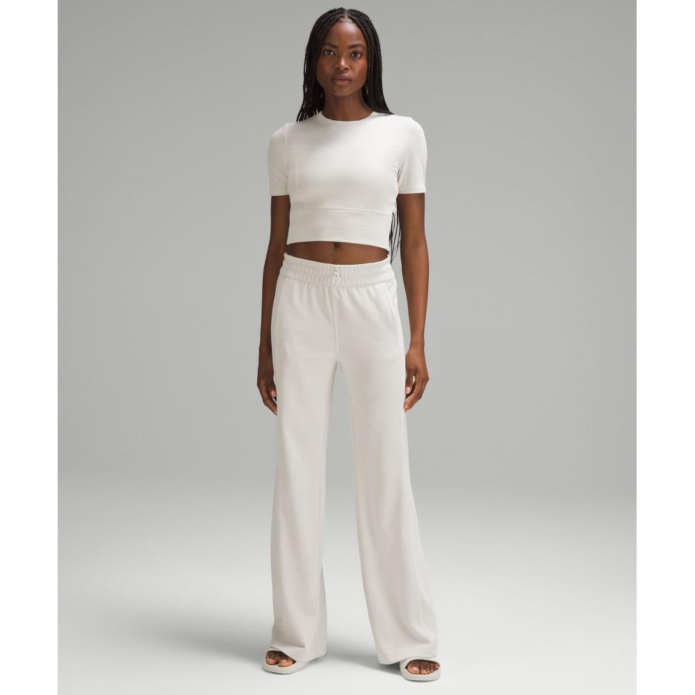 Lululemon Twist Back Ribbed Short Sleeve Shirt Bone