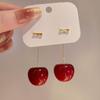 High-End Red Cherry Earrings for Women – Cute Long Ear Ornaments, Perfect for Summer
