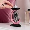 Cool Girly Room Decor Halloween Pink Moon Spider Candle Holder Sweet Dark Aesthetic Tray for Aromatherapy Stand Pillar Candles Gothic Resin Tabletop