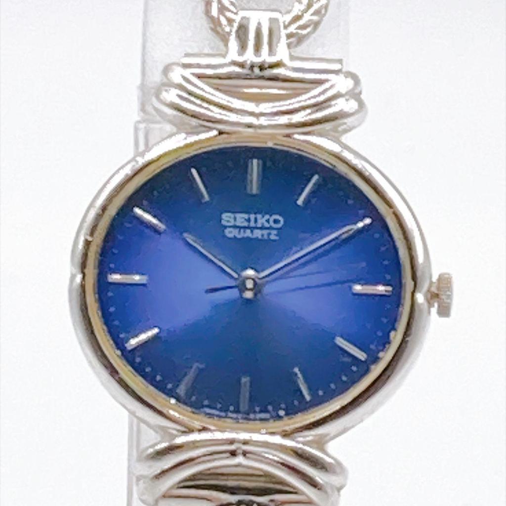 Used 446 SEIKO Women's Watch Quartz Bracelet Battery Replaced Blue Dial