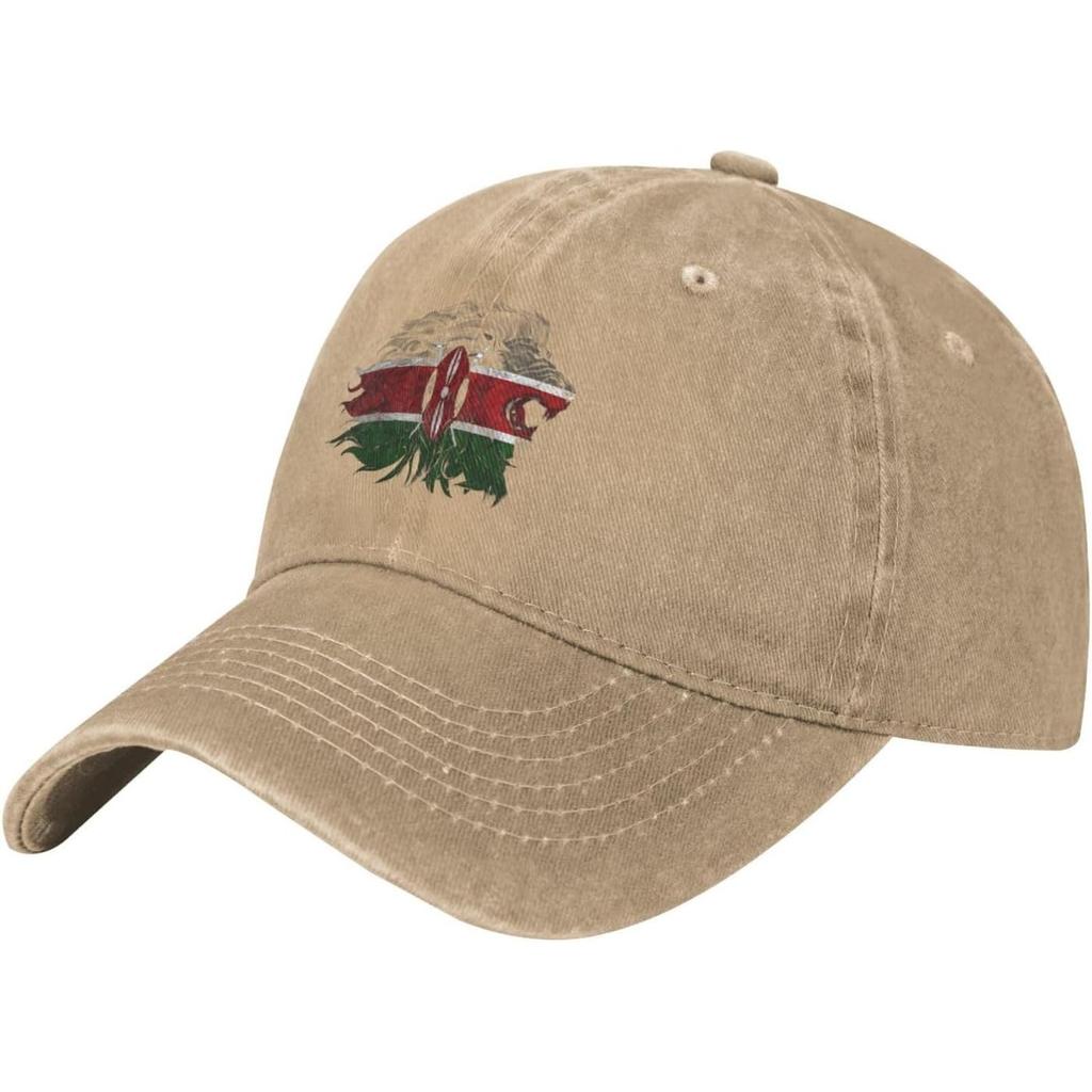 Kenyan Flag Washed Baseball Cap Distressed Cotton Dad Hat Unisex Low Profile Sun Hat