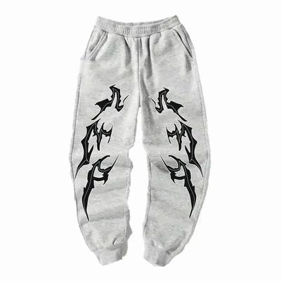 Herren Reine Baumwolle Hose Gym Y2k Retro Druckelement Muster Locker Lässig Jogging Leggings mit Locker Vielseitigem Kordelzug