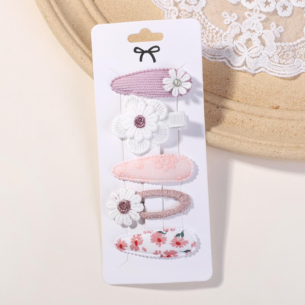4/5Pcs Mini Baby Hairclip Cute HairClip Print Cotton Alloy for Toddler Girl Children Lovely Kid Headwear Baby Hair Accessories