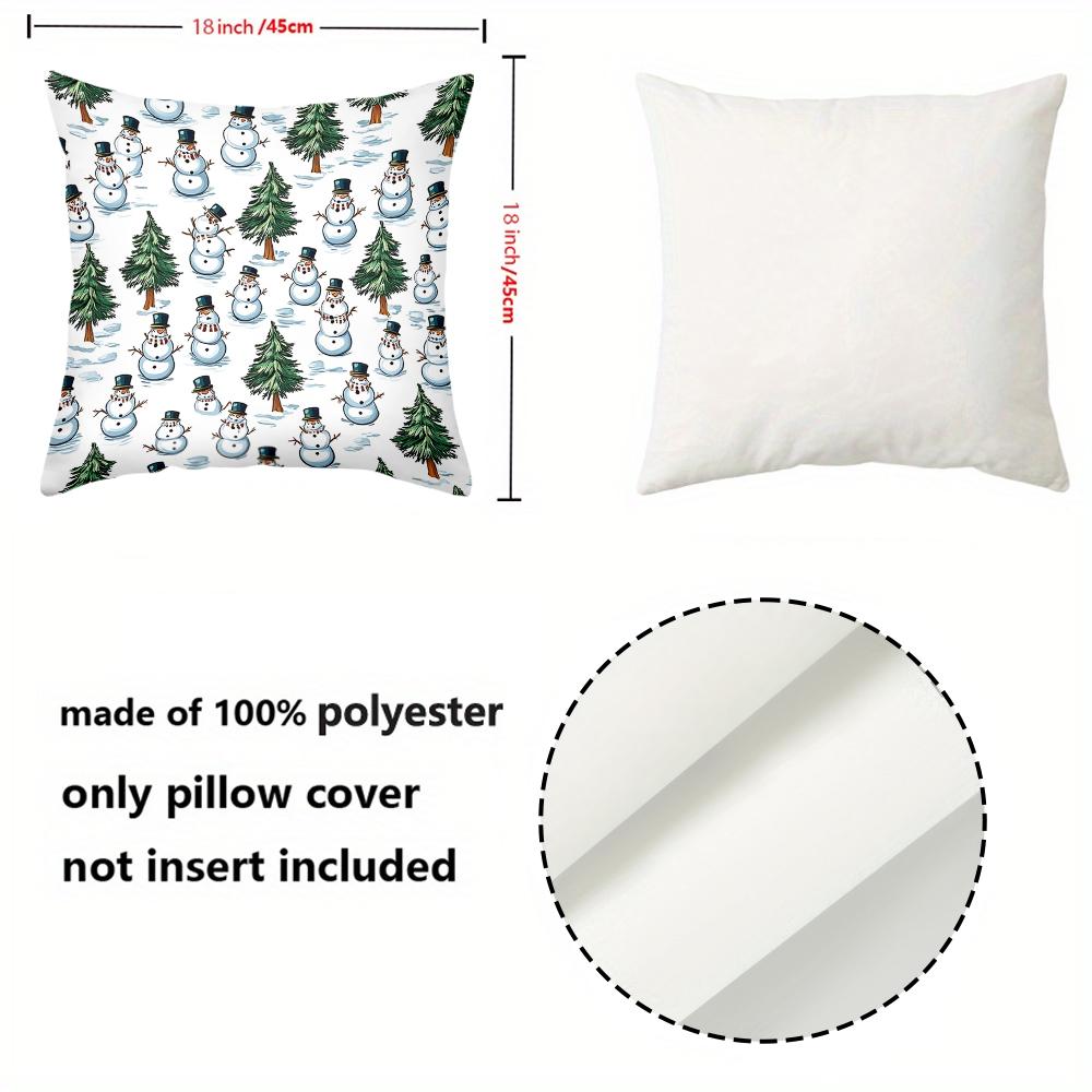1 Pieces Snowman And Tree Pattern Decorative Cushion Pillow Polyester Pillowcase, Sofa Decorative Cushion Cov Headboard Pillow