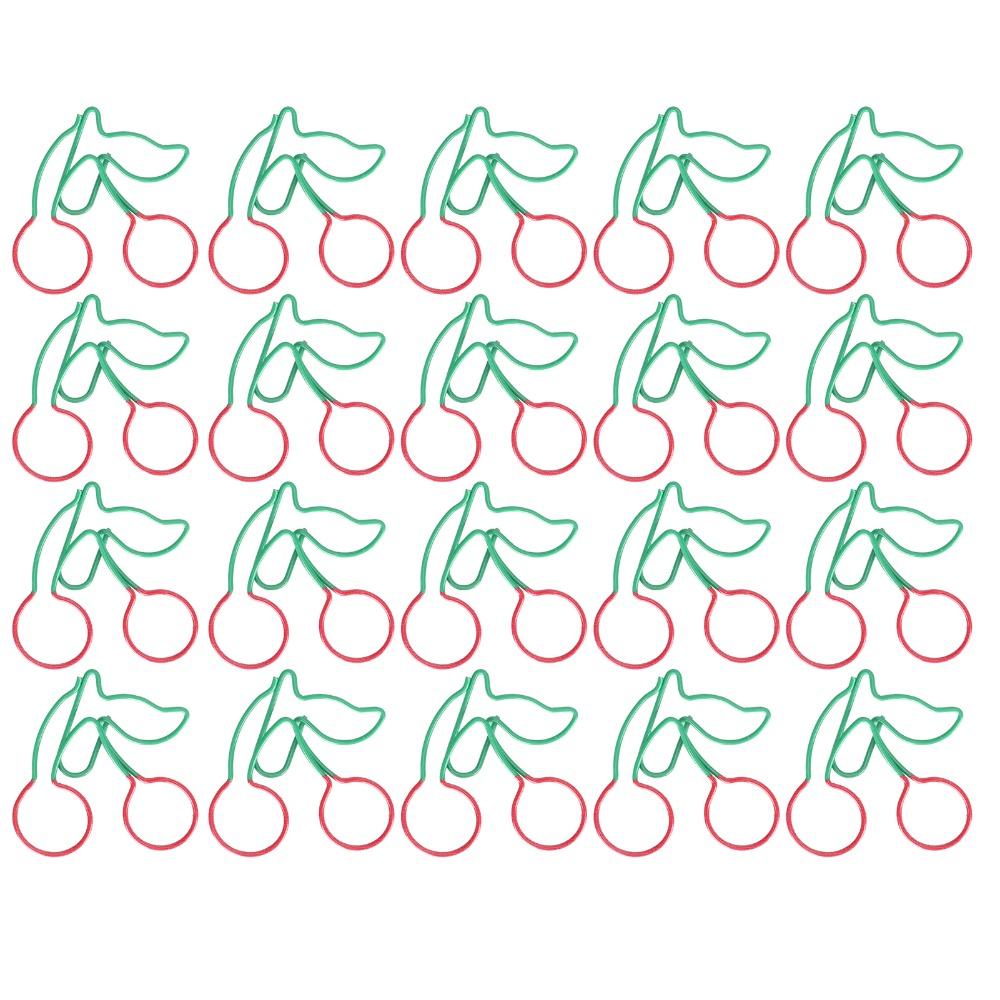 

20Pcs Cherry Shaped Paper Clips 2‑Color Red and Green Fruit Shaped Paper Clips Small Size 3.1 ×3.1cm Fruit Pin