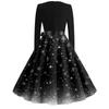 Women's Fashion V-Neck Relaxed-Fit Christmas Print Long-Sleeved Dress