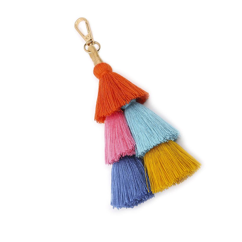 Bohemian Style Women Girls Alloy Fringed Key Holder Purse Bag Buckle Decorative Pendant