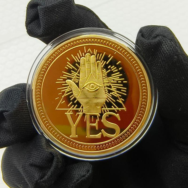 1Pcs Souvenir Commemorative Coin Yes Or No Prediction Decision Coin Ouija All-Seeing Eye Or Death Gothic Copper Plated Coin