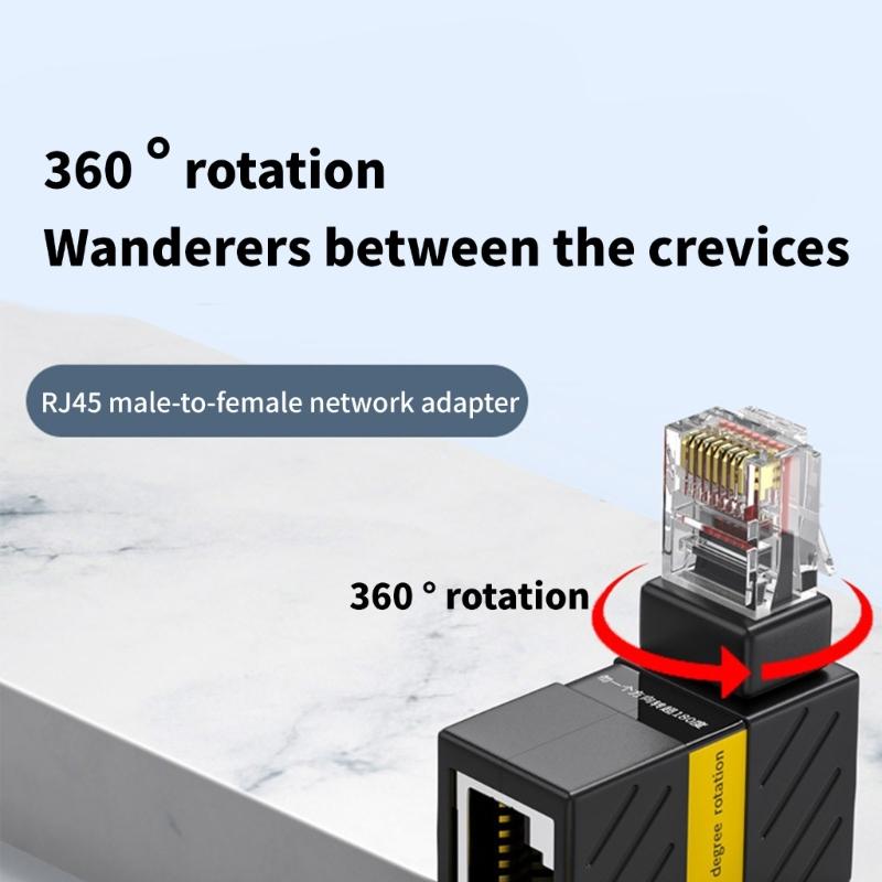 90Degree Rotatable Ethernet Coupler For Cat6 Cables Male And Female RJ45 Connectors 360 Rotating 1000mbps Bandwidth