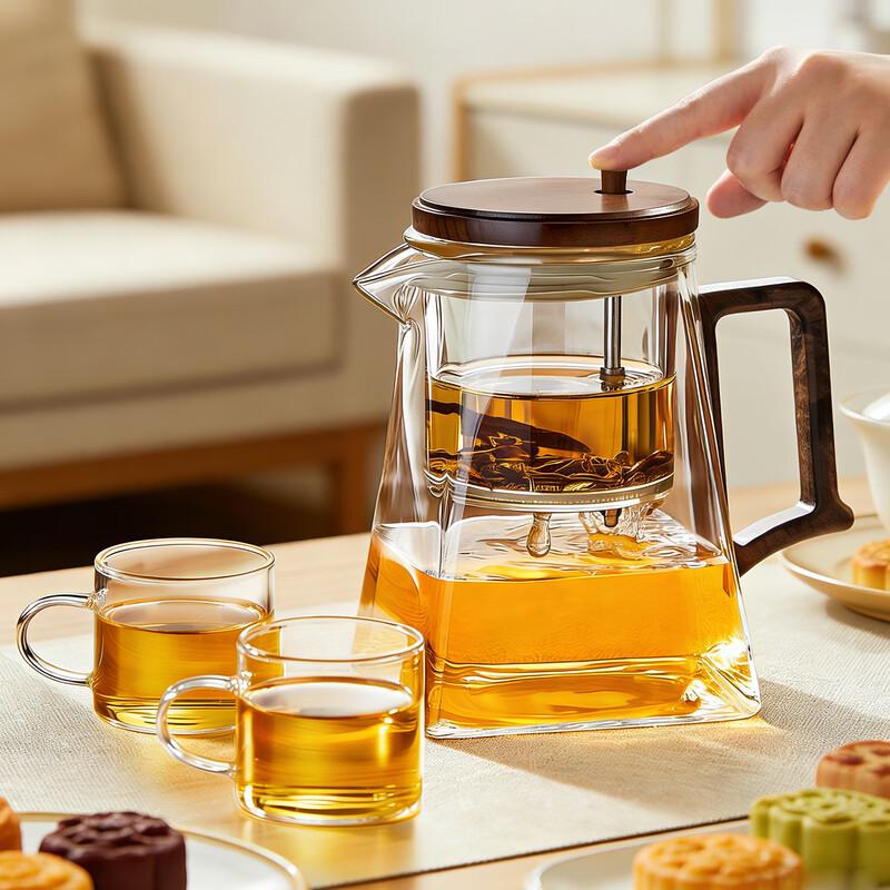 Large Capacity Glass Press-Type Teapot with Infuser