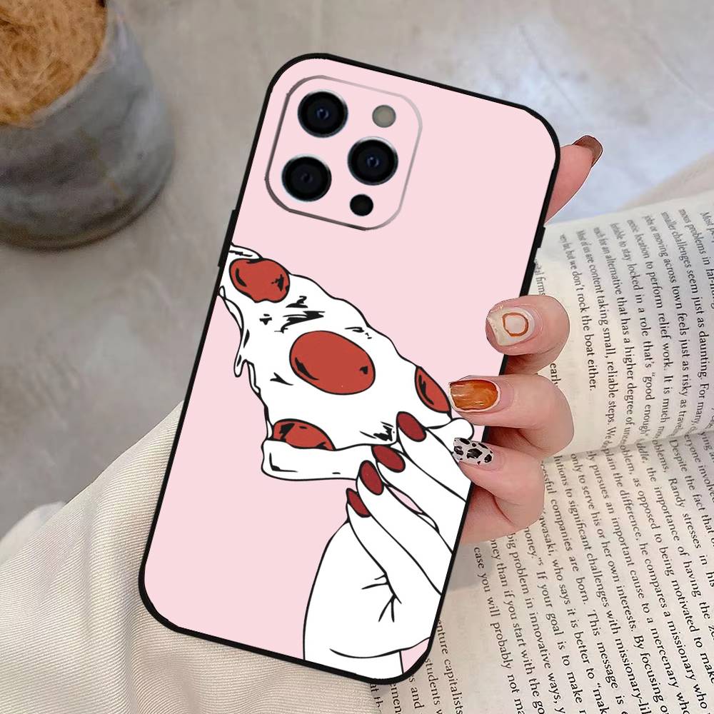 pizza Phone Case For iPhone 17, 16,15,14,13,12,11 Plus,Pro Max, Others Soft Black Cover