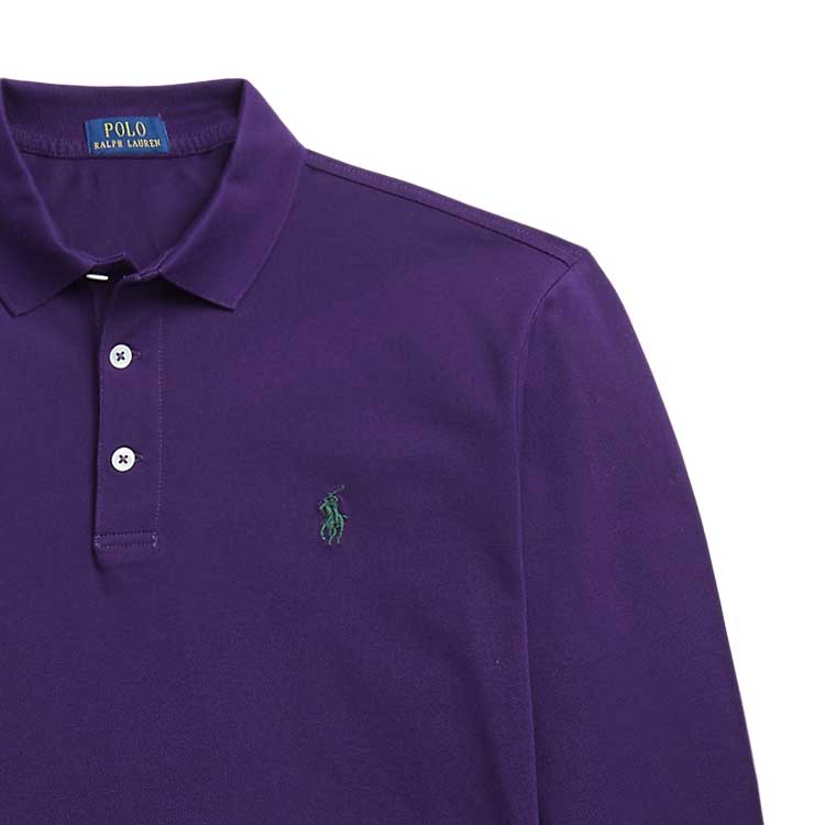 Polo Ralph Lauren FW23 Solid Color Logo Embroidered Casual Long Sleeve Polo Shirt Men Tops Purple MNPOKNI16823235-500