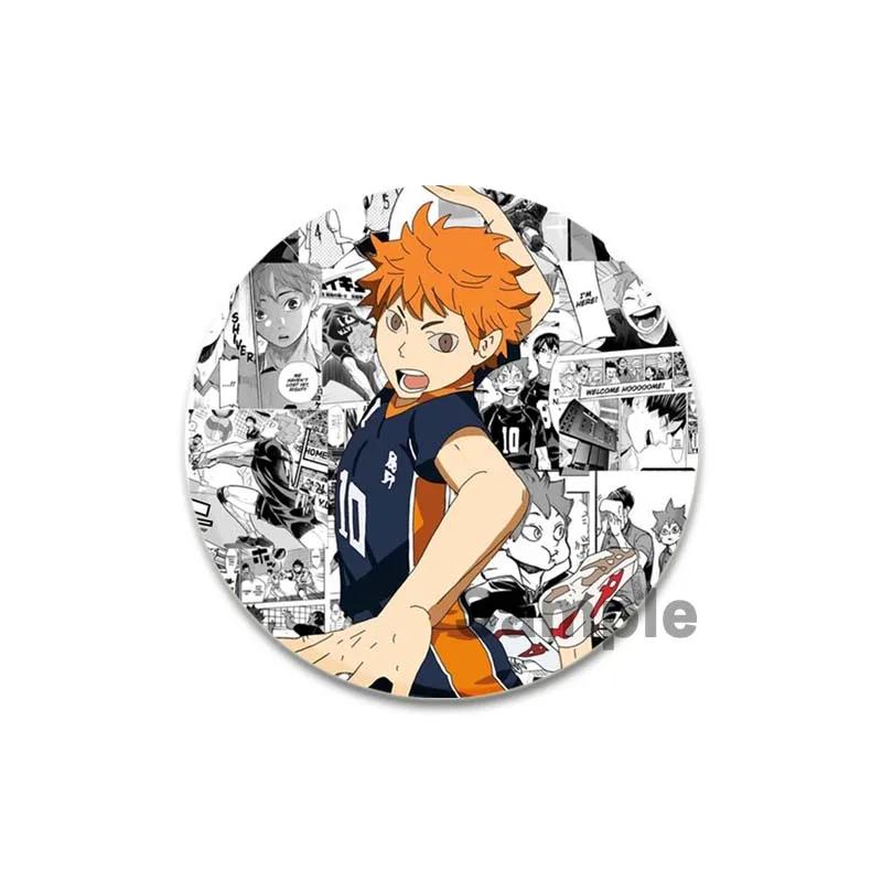 32/44/58mm Hot Sale Anime Japonês Haikyuu Tinplate Pins Mochila Engraçado Broche Emblemas Shoyo Hinata Timeskip Sakusa Atsumu Presente Periférico