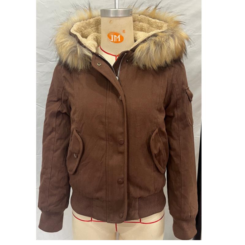 Autumn and Winter Womens Gothic Fashion American Vintage Y2K Brown Zipper Hooded Coat Fur Lined Warm Jacket Warm Casual Coats