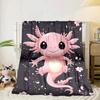 Axolotl Friends In Space Blanket Flannel Blanket for bed, sofa, Camping, Hiking, Picnic Essentials, gift for family Fan gifts