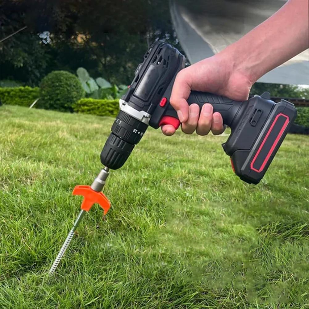8Pcs Camping Pegs Drill In with Hex Socket Heavy Duty Spiral Screw Heavy Duty Tent Stakes Pegs Screw In Camping Tent Pegs