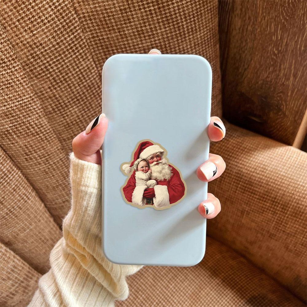 50PCS PVC Christmas Cartoon Stickers DIY Kids Sticker Toys New Santa Claus Sticker  Notebook