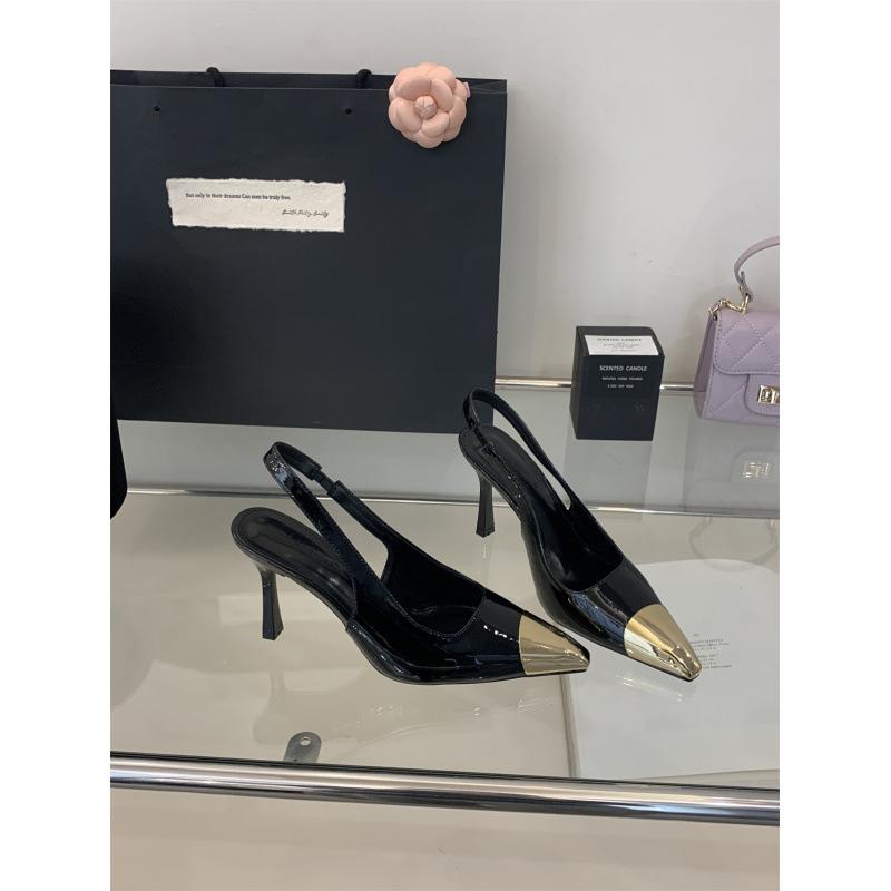 Niche high-heeled silver bag head empty sandals fairy shoes 2025 new spring temperament French pointed single shoes