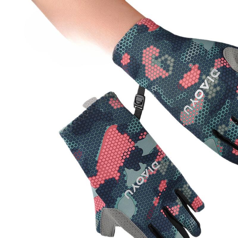 Angelhandschuhe im Frühling und Sommer Lecken Drei Finger Sonnenschutz Rutschfest Verschleißfest Nicht klebend Köder Angelhandschuhe