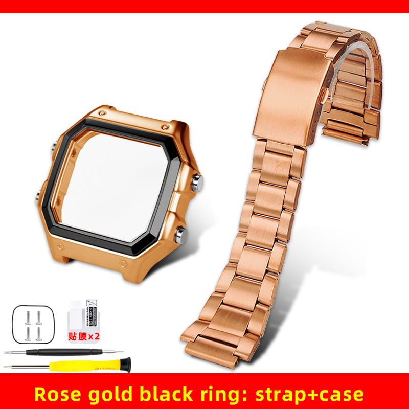 Ae1200 Rose gold For Casio Case Kit Modified Metal AE-1200 Ae-1300 Bezel Glass Strap Ring Stainless Steel Watch Band Accessories