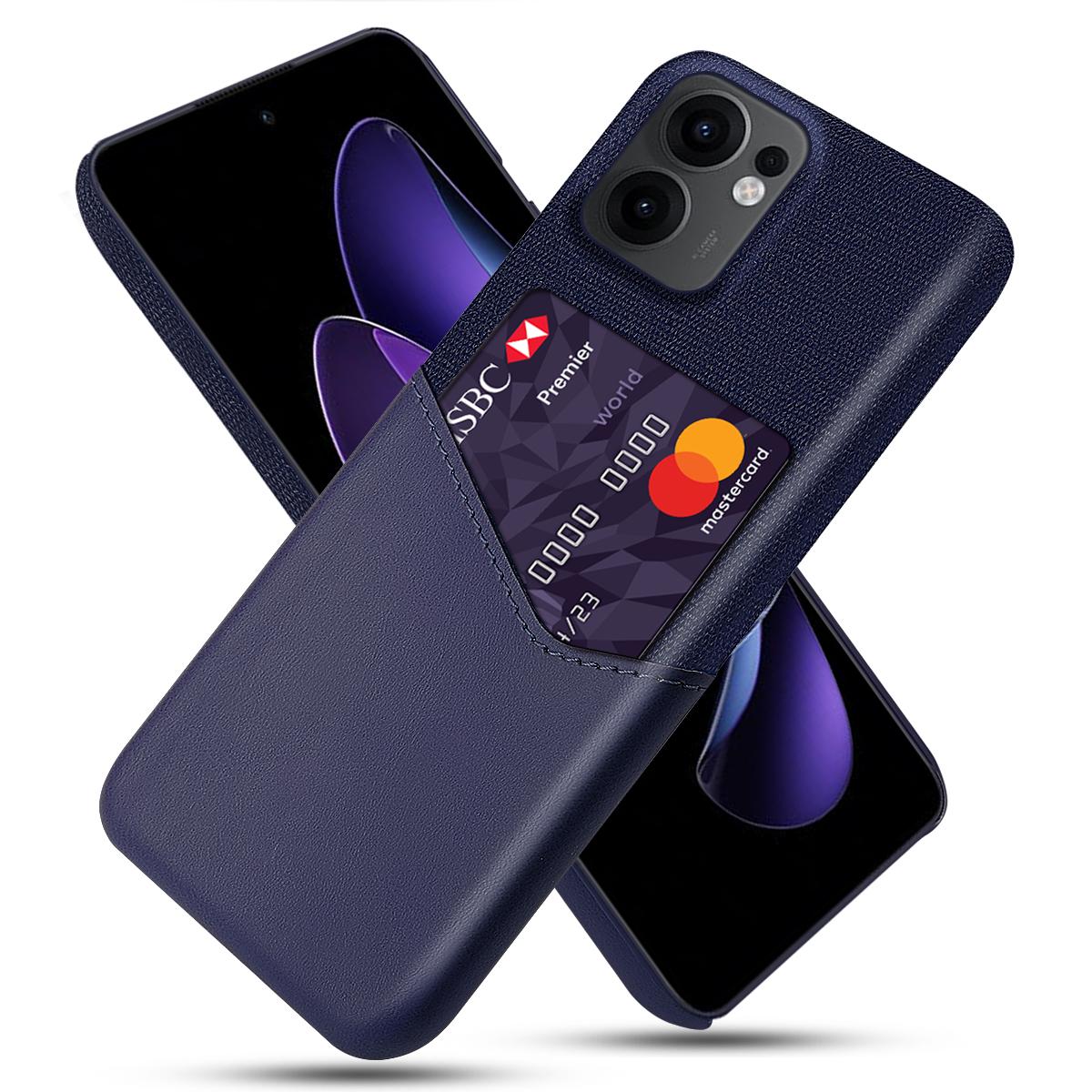 

For Oppo Reno13 F 5G (Reno 13 FS 5G)/4G Case PU Leather Cloth Texture Hard PC Phone Cover with Card Holder E