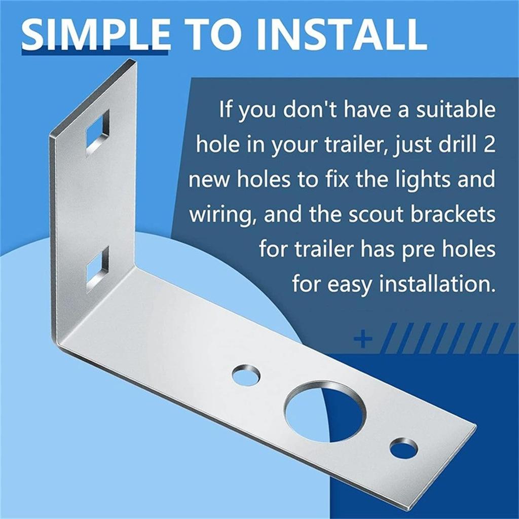 Galvanized Trailer Light  Mounting L Shape Tail Light Bracket for  Utility Trailer Parts Accessories, 4.5 X 3 X 1.5 Inch(2 Pcs)