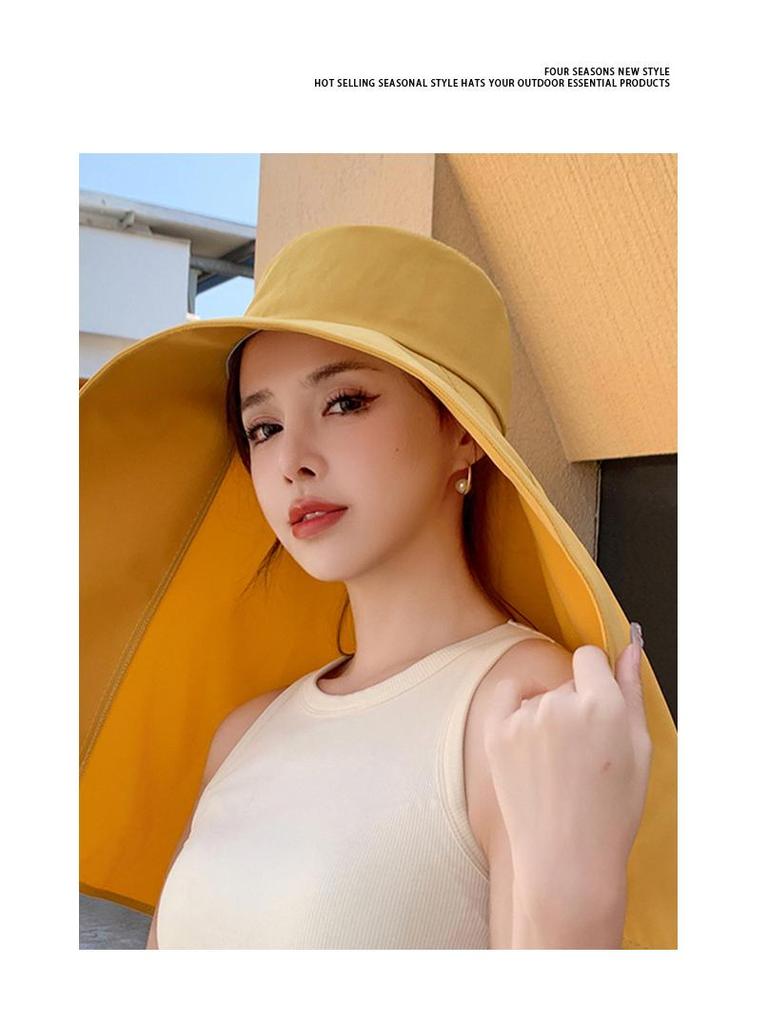 Women's Summer Full Face UV Protection Sun Hat with Shawl