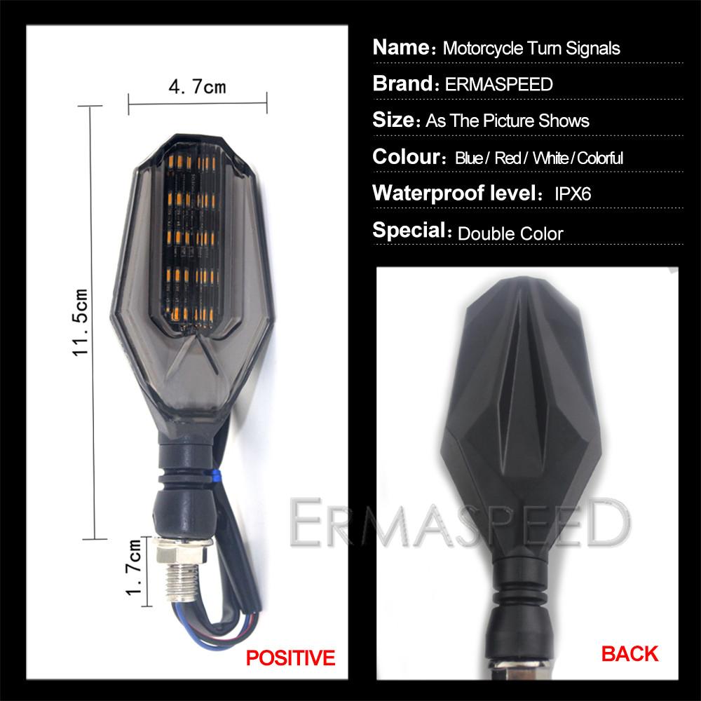 Double Color Motorcycle LED Indicators Flasher Light Pair Amber Turn Signal for E-Bike Scooter Motocross Motorbike