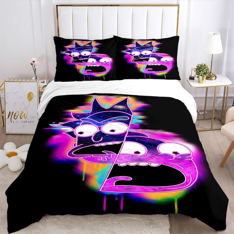Galactic Rick Morty Mashup Print 3Pcs Bedding Setduvet Cover With 2 Bedropillowcase Home Birthday Gift