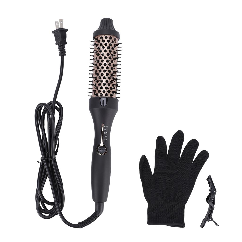 3-in-1 Hot Comb, Thermal Brush, Curling Iron and Straightening Brush, 38mm Barrel, Dual Fast Heating, 5 Temp Settings (120 degrees C-200 degre