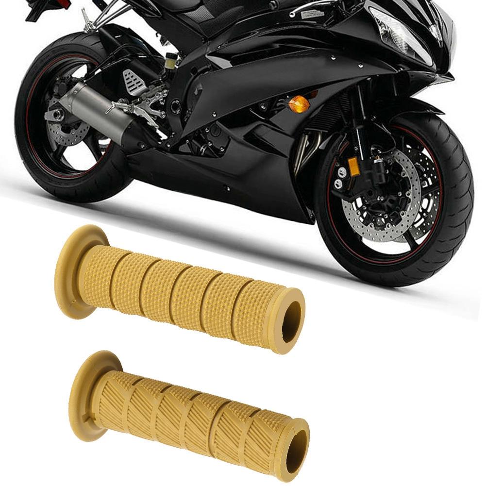 2Pcs 22mm Universal Vintage Motorcycle Handlebar Grips Diagonal Handle Bar Ends (Light Tan)