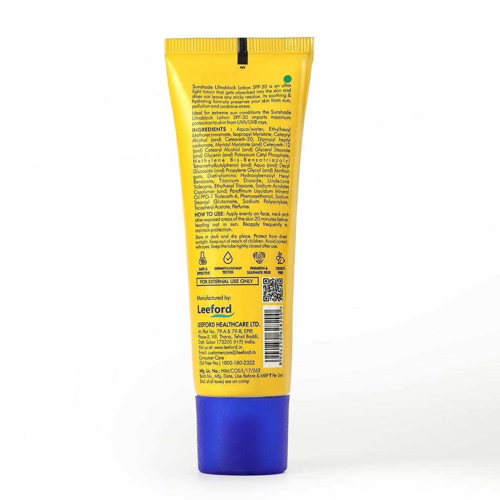 Sunshade Natural Sunscreen Lotion SPF 30-50mL | PA+++ | Non Oily, Light And Non Sticky | Suitable For All Skin Types | Sunscreen Spf 30 | Blue Li