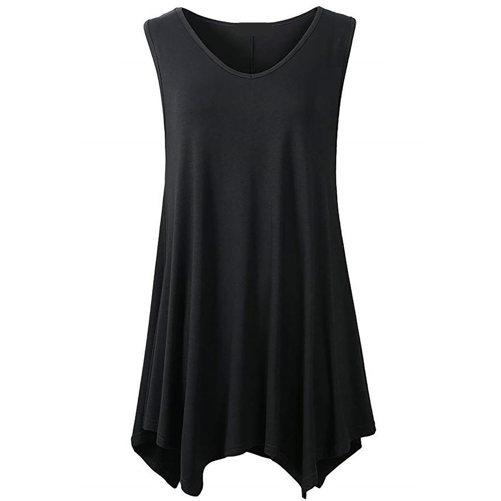 Plus Size Women Sleeveless Tunic Top Casual Loose Fit Swing Tank Blouse Soft Stretchy Fabric Summer Shirt