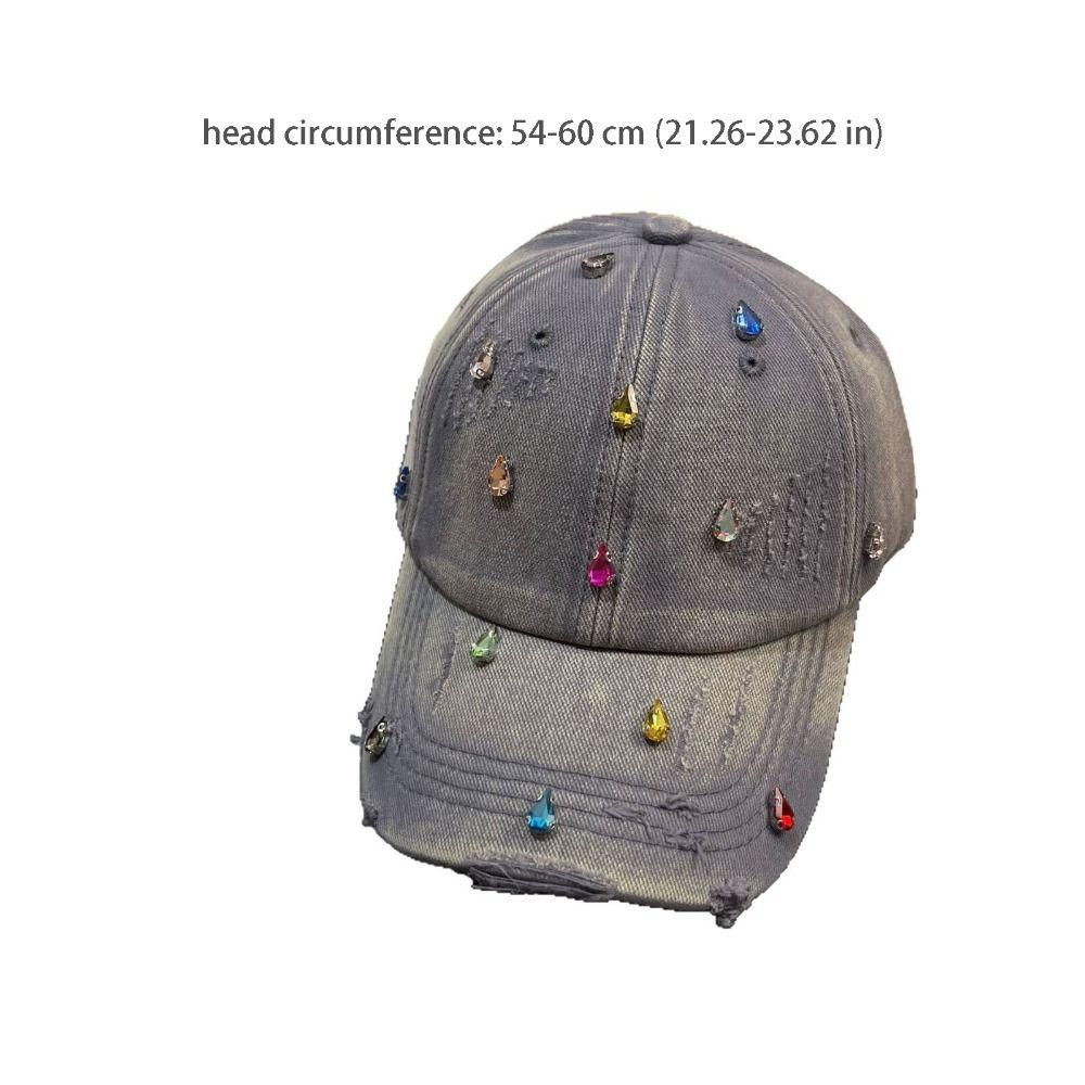 Simple Creative Colorful Rhinestones Baseball Cap Cotton Solid Color Sunscreen Hat Duckbill Hat Korean Sun Hat Men