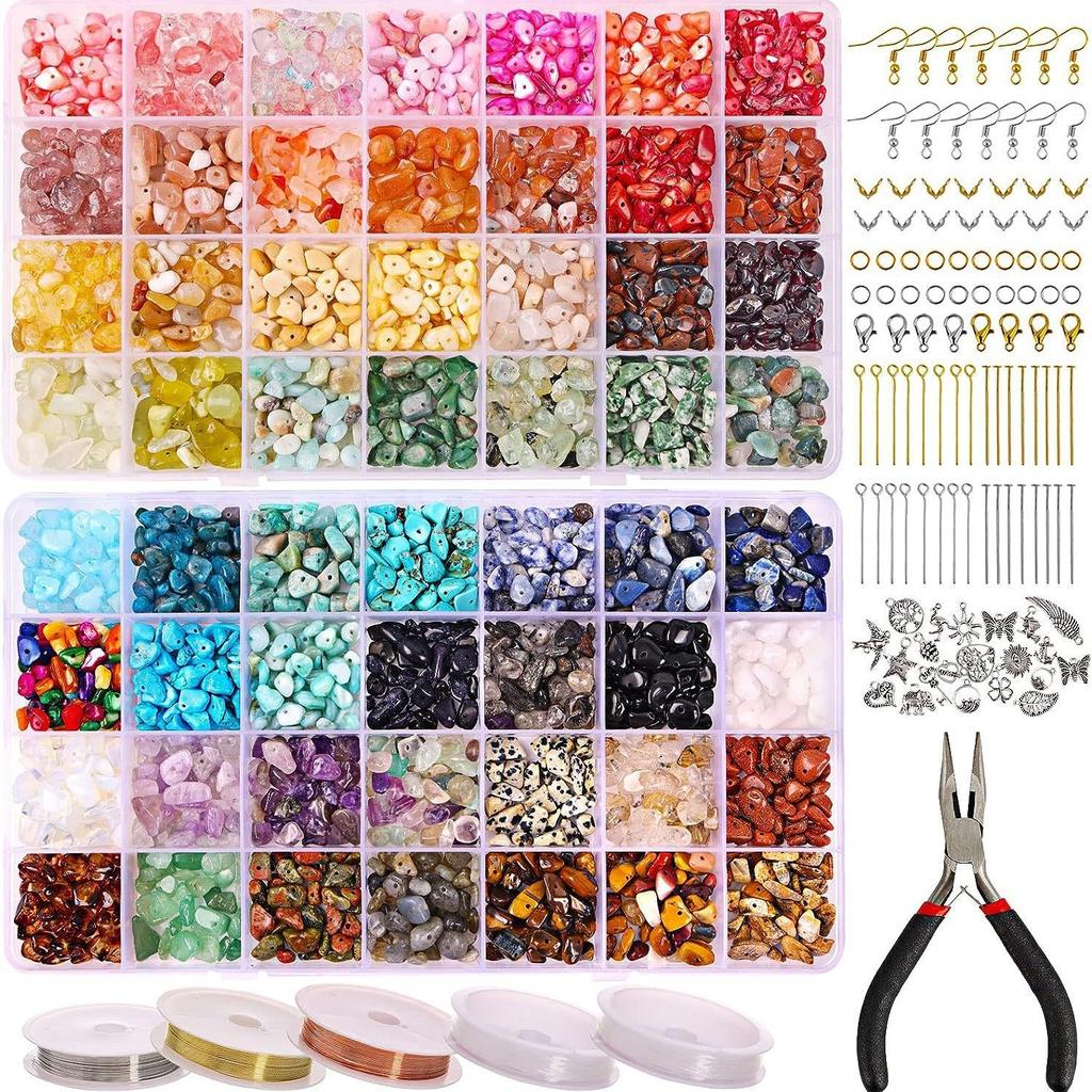 Handmade Jewelry Accessories Box 24 56 Grid Irregular Gravel Natural Stone Diy Beads