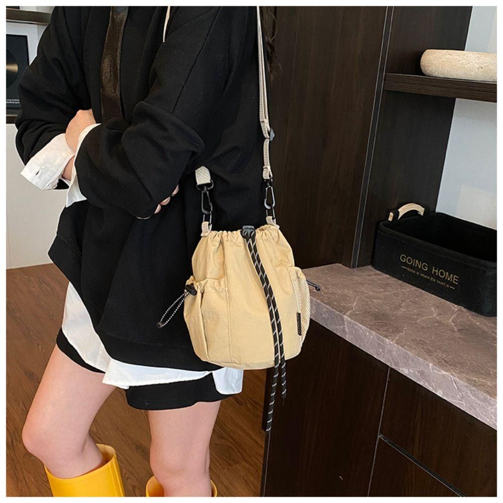 Handbag Drawstring Bucket Bag Purse Small Crossbody Bag Sweet Nylon Shoulder Bag  Travel