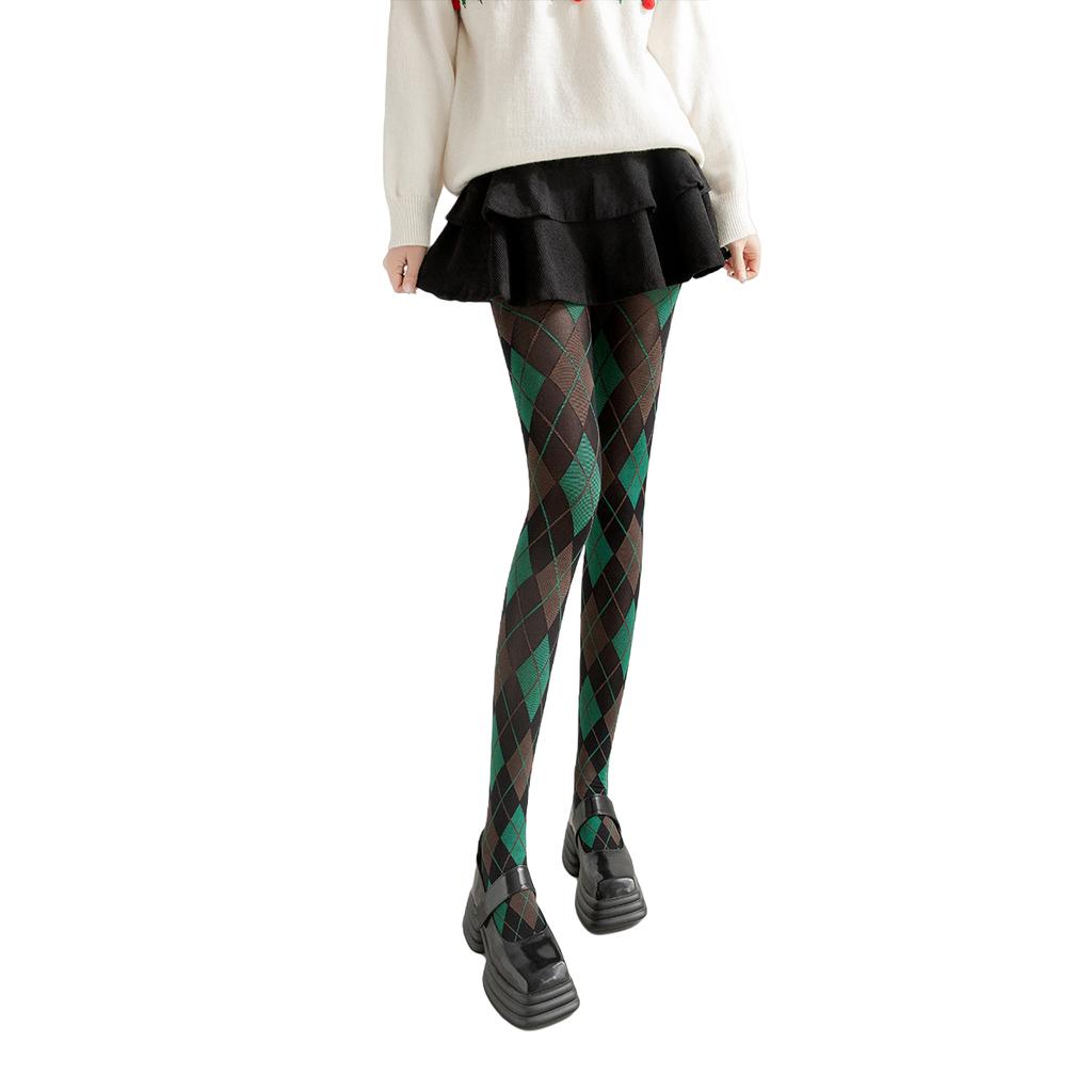 80D Women'S Vintage Retro Classic Style Argyle Pattern Tights Contrasting Diamond Shapes Pattern Nylon Tights Lozenges Pattern