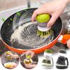 Dishwashing Brush With Soap Dispenser Palm Brush Storage Rack Set Easy-to-use Kitchen Cleaning Brush