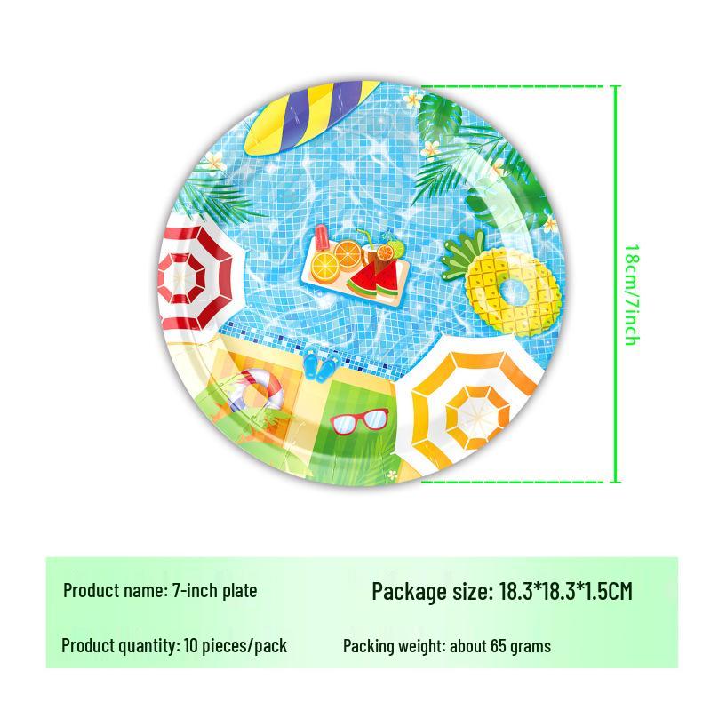 Kids Pool Party Theme Disposable Plates, Napkins & Cups Set