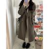 Women's Mid-Length Black Wool Coat, Winter 2025 Korean Style, Loose Slimming, Thickened Padding