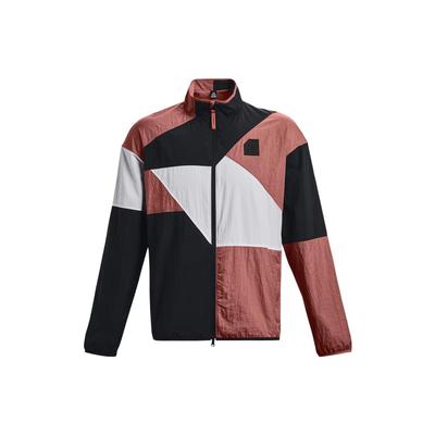 Spliced Zip-Up Stand Collar Long Sleeve Jacket Men Jacket Polymer-Red 1377304-604