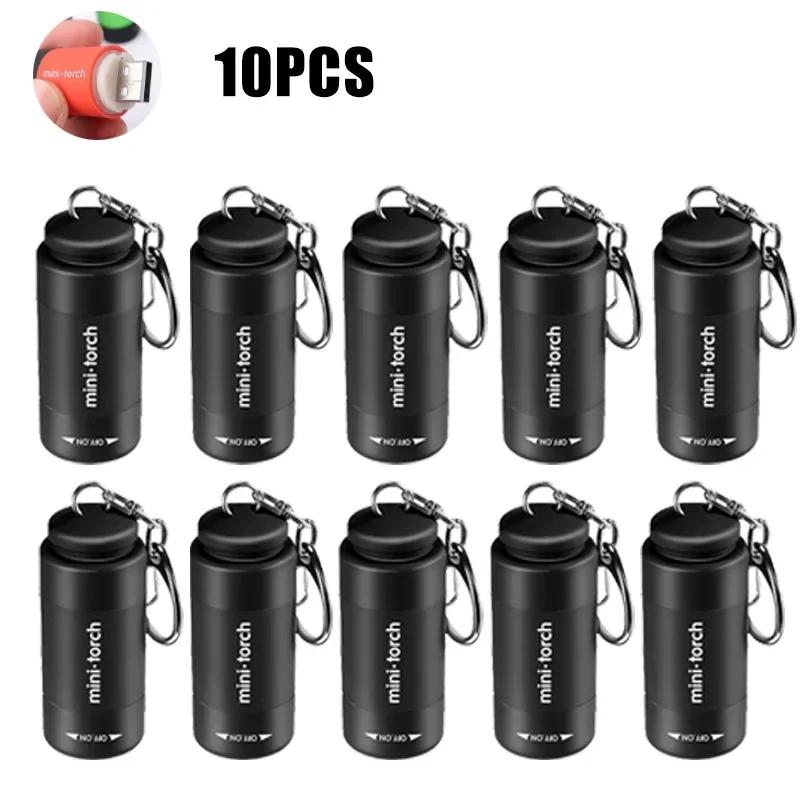 USB Rechargeable LED Multifunctional Strong light Pocket Keychain Flashlight Waterproof Outdoor Hiking Camping Mini Flashlight
