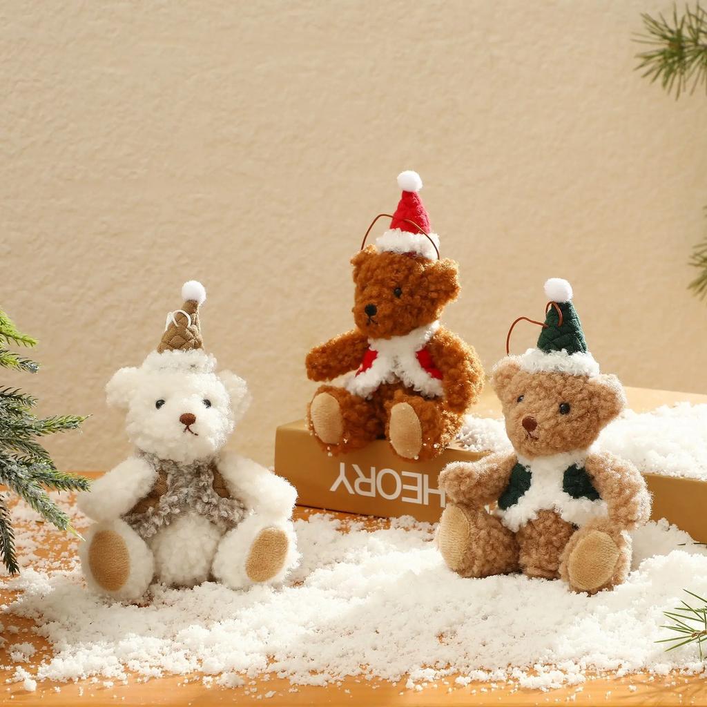 2pcs Cute Christmas Bear Pendants, Christmas Decorations, Holiday Gifts, Christmas Tree Pendants, Bear Gift Figurines